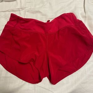red lululemon speed up shorts